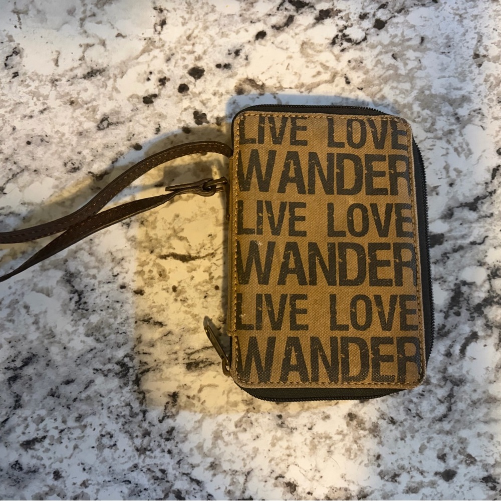 Mona B Live Love Wander Wristlet Wallet - Brown Graphic Print